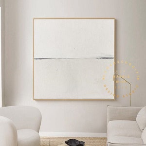 Large Beige Abstract Canvas Painting Scandinavian Minimalist Wall Art