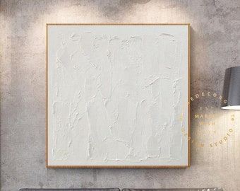 Abstract White Painting White 3D Textured Paintings White Acrylic Painting Modern abstract painting for Living Room Minimalist Art