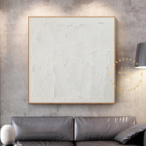 Abstract White Painting White 3D Textured Paintings White Acrylic Painting Modern abstract painting for Living Room Minimalist Art