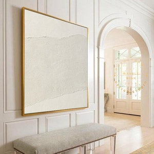 Large Abstract Painting On Canvas, Beige Painting Boho Painting Abstract Paintings, 3D Landscape Painting, Office Decor, Minimalist Wall Art