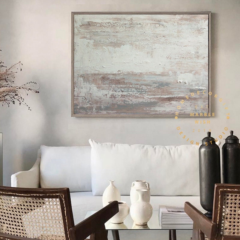 Brown Abstract Canvas Large Abstract Painting for Living Etsy