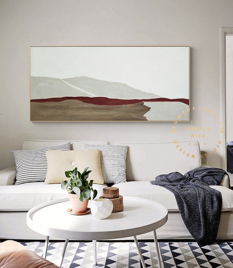 Large Abstract Canvas Art Mountain Abstract Wall Art Minimal Etsy