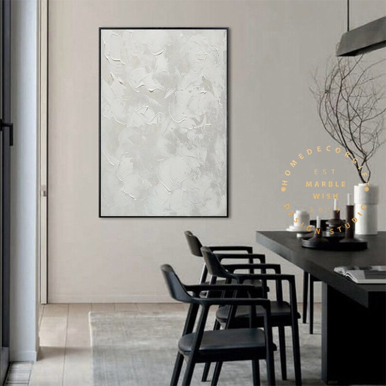 Large Abstract White Painting White Paintings White 3D Etsy