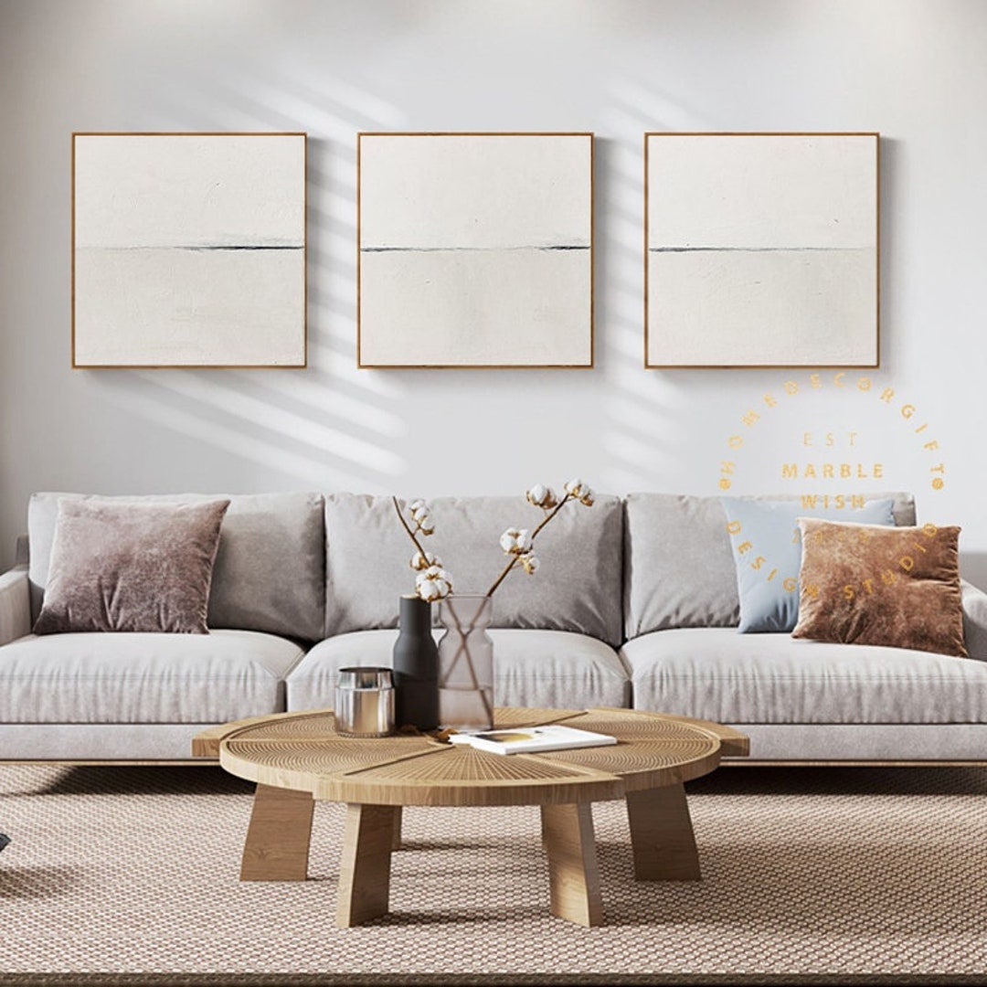 3 Piece Boho Art, 3 Pieces Wall Art Canvas, Beige Abstract Painting ...