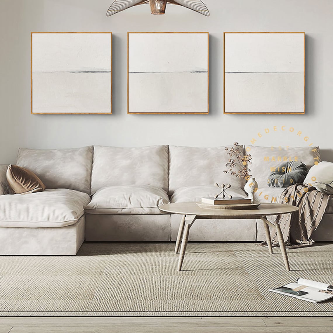 3 Piece Boho Art 3 Pieces Wall Art Canvas Beige Abstract - Etsy