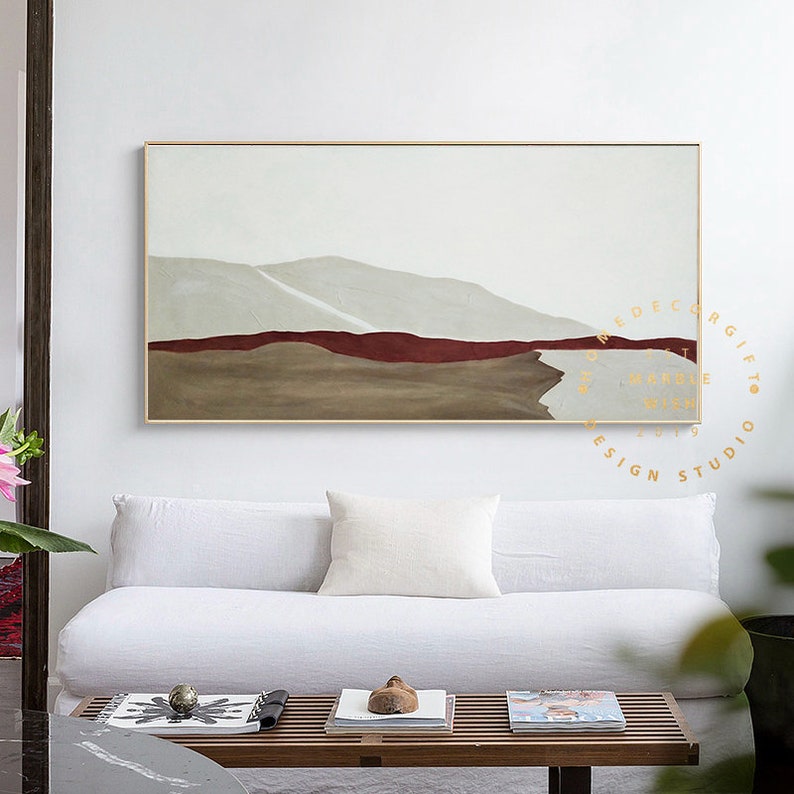 Large Abstract Canvas Art Mountain Abstract Wall Art Minimal Etsy