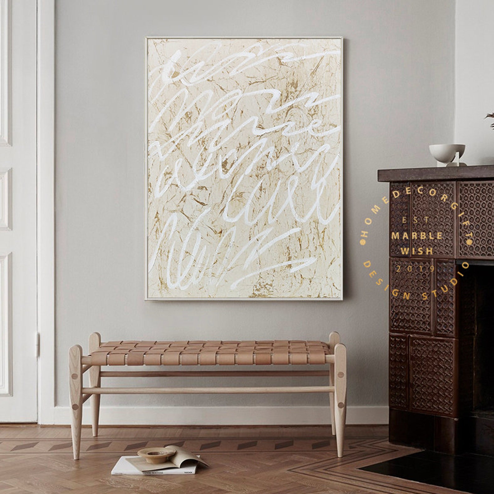 Beige Canvas Abstract Art Beige and Brown Abstract Painting Etsy