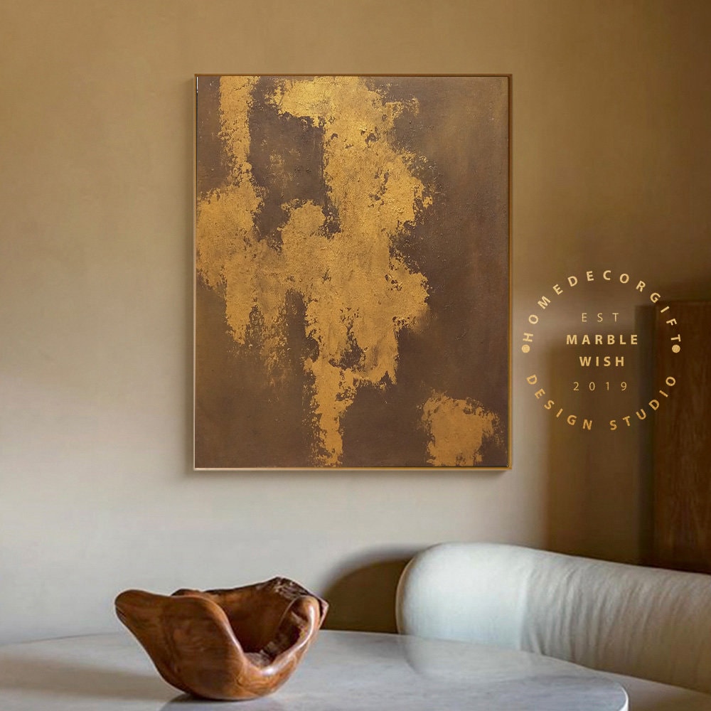 Gold Abstract Painting on Canvas Gold Painting Oversized Etsy