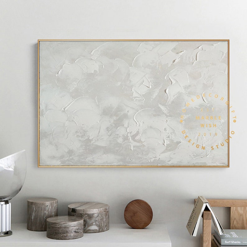 Large Abstract White Painting White Paintings White 3D Etsy