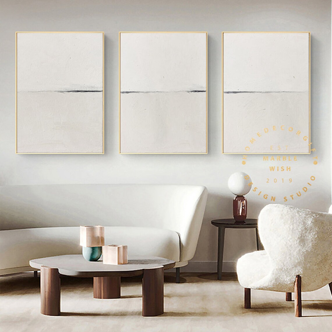 3 Piece Boho Art 3 Pieces Wall Art Canvas Beige Abstract - Etsy