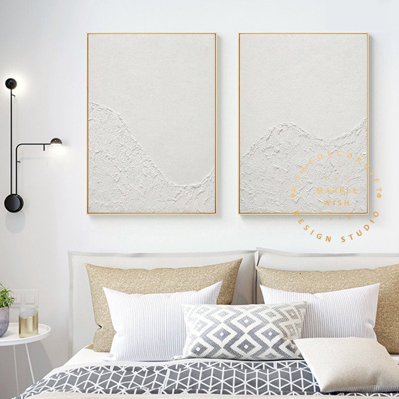 Large Set of 2 Painting 2 piece Wall Art Canvas 3D White Etsy