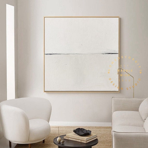 Large Neutral Beige Abstract Painting Scandinavian Wall Art Etsy