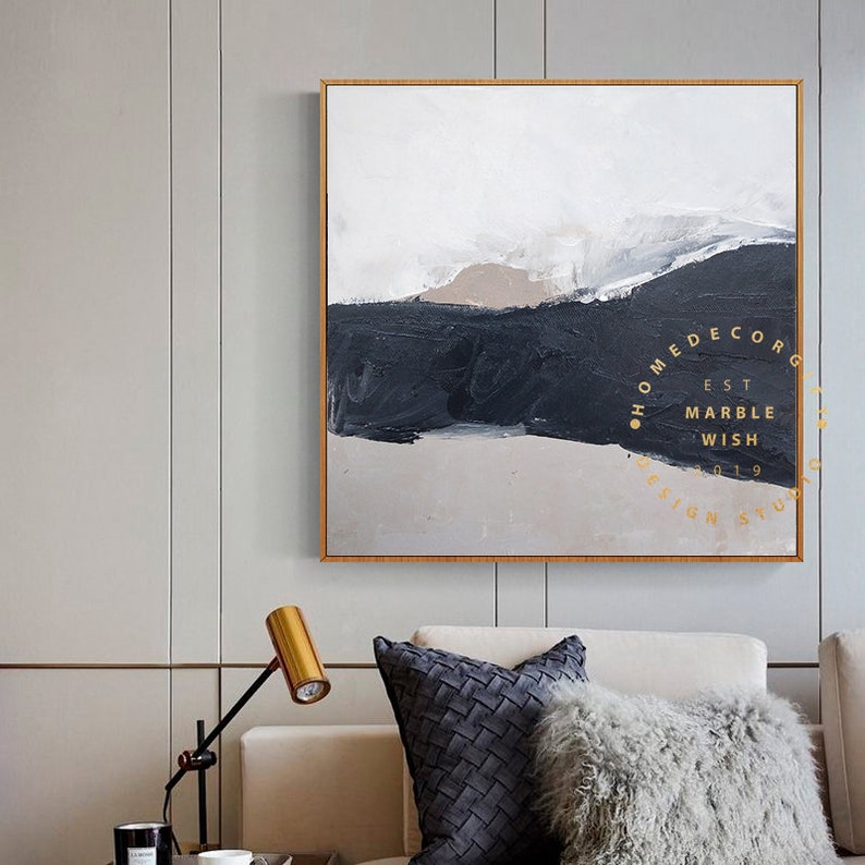 Large Neutral Abstract Painting Mountain Abstract Wall Art Etsy