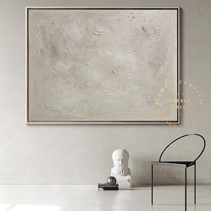 Beige Abstract Japandi Earth Tone Painting, Scandinavian Wall Art Minimal Abstract Canvas image 6