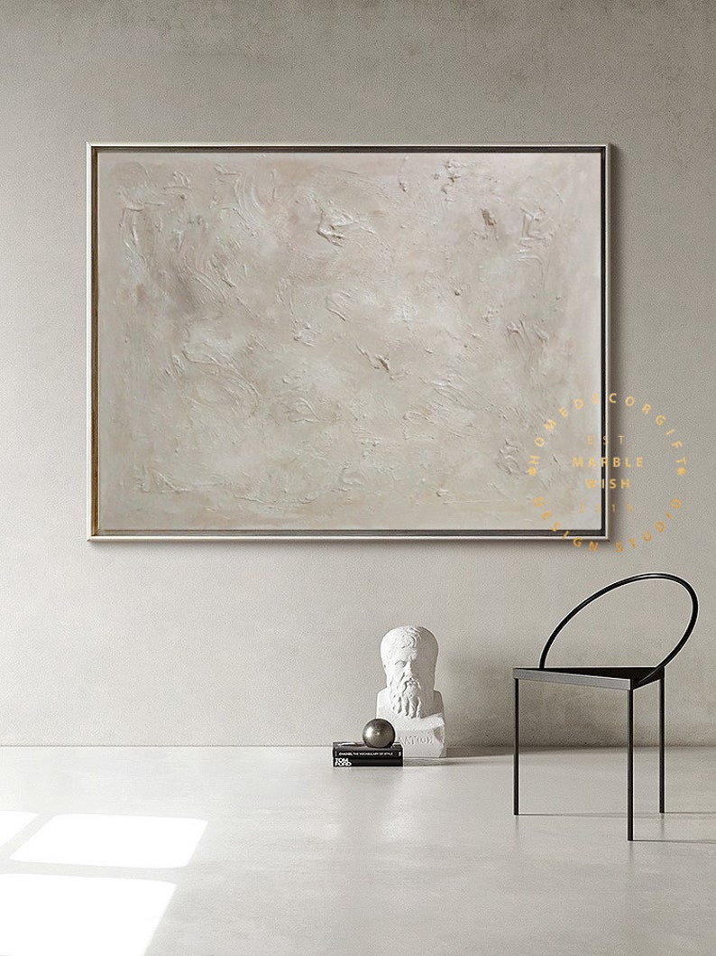Beige Abstract Japandi Earth Tone Painting, Scandinavian Wall Art Minimal Abstract Canvas image 6