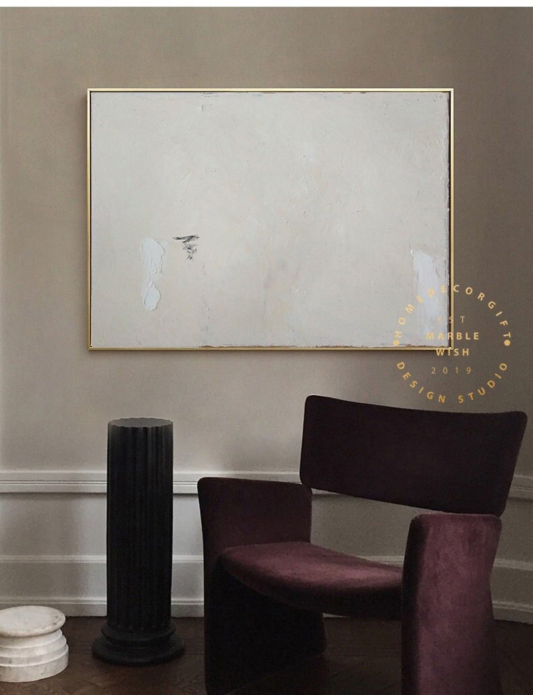 Large Original Gray Abstract Painting for Living Room Contemporary Oil