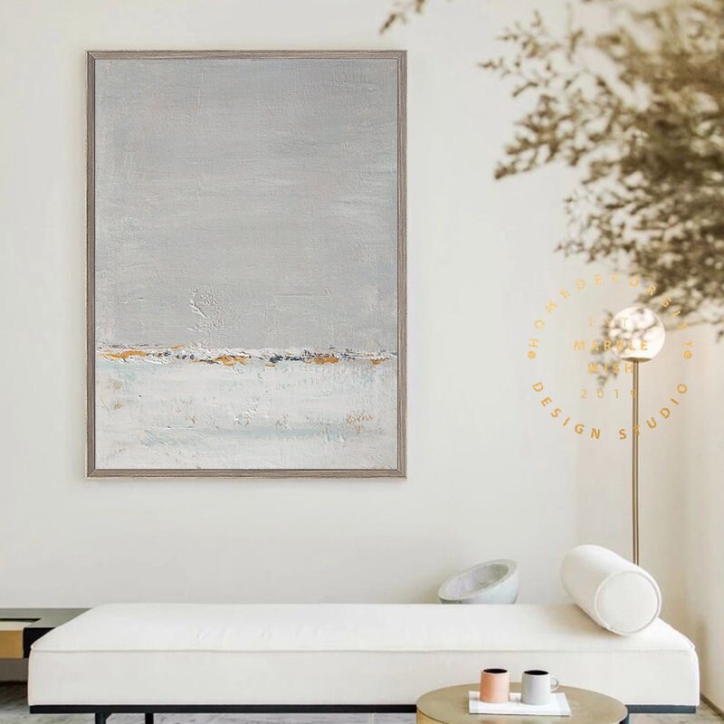 Minimal Gray and White Canvas Wall Art Large Abstract Etsy
