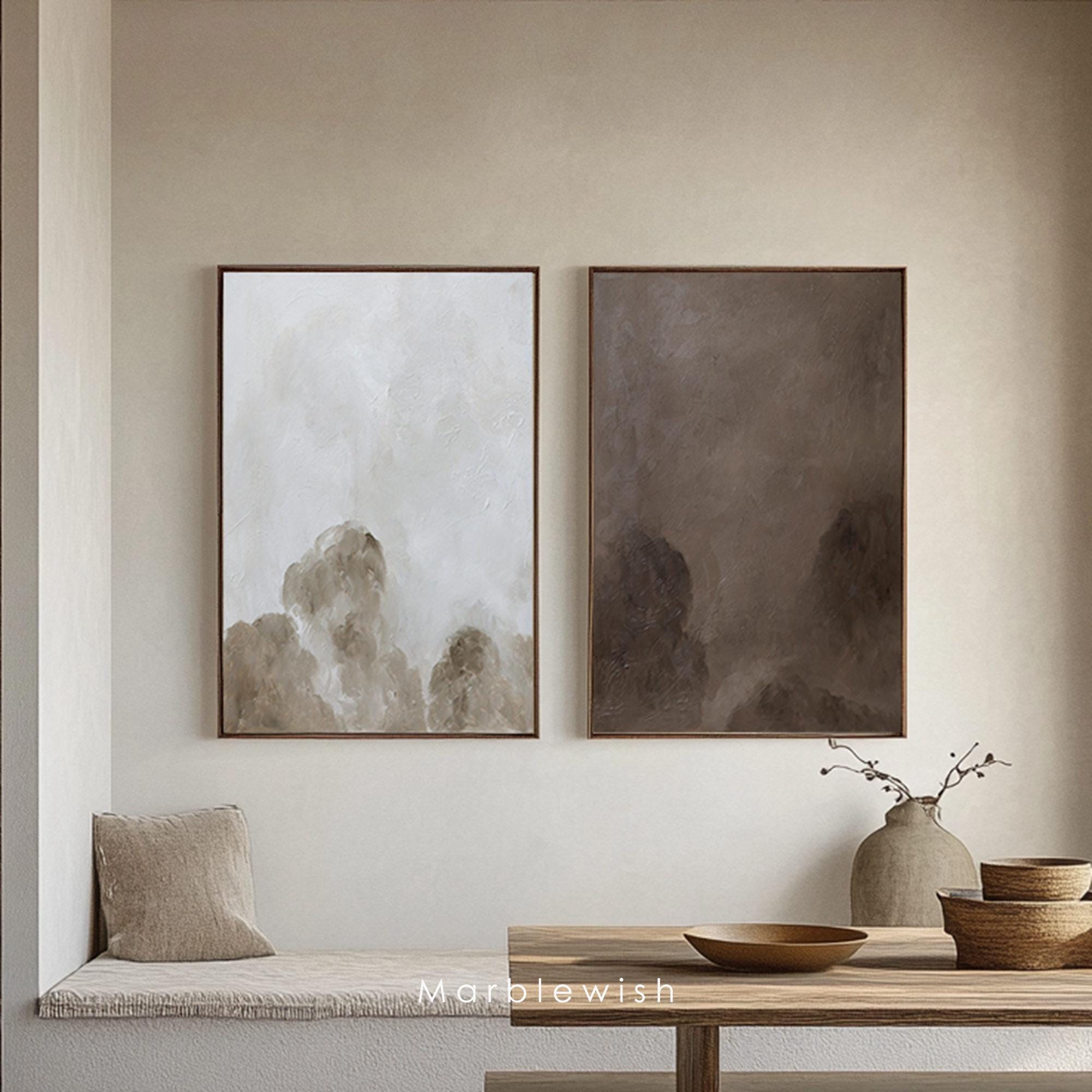 Abstract Landscape Painting Set Beige & Brown Minimalist Canvas Art - Etsy