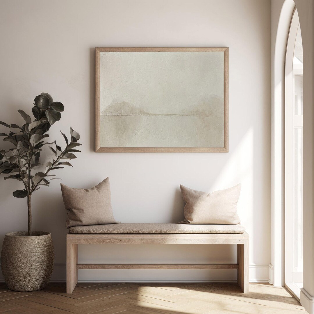 Wabi Sabi Beige and Brown Landscape Canvas Abstract Oil Painting ...