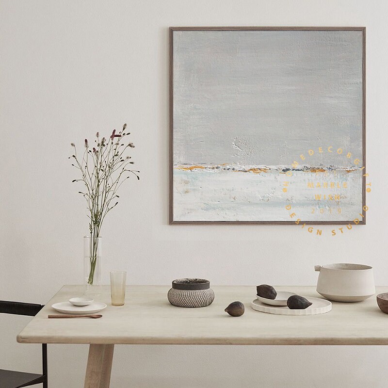 Minimal Gray and White Canvas Wall Art Large Abstract Etsy