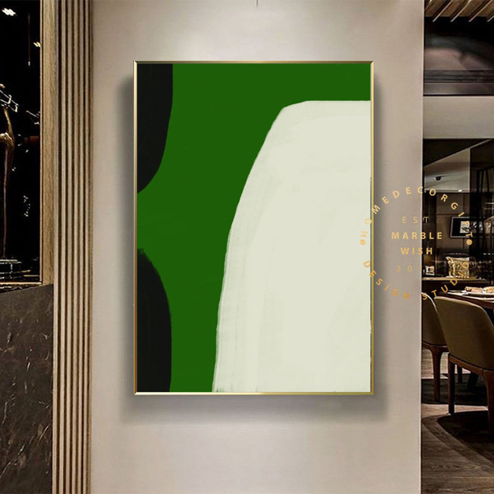 Large Green Abstract Painting Original Green Canvas Art Etsy