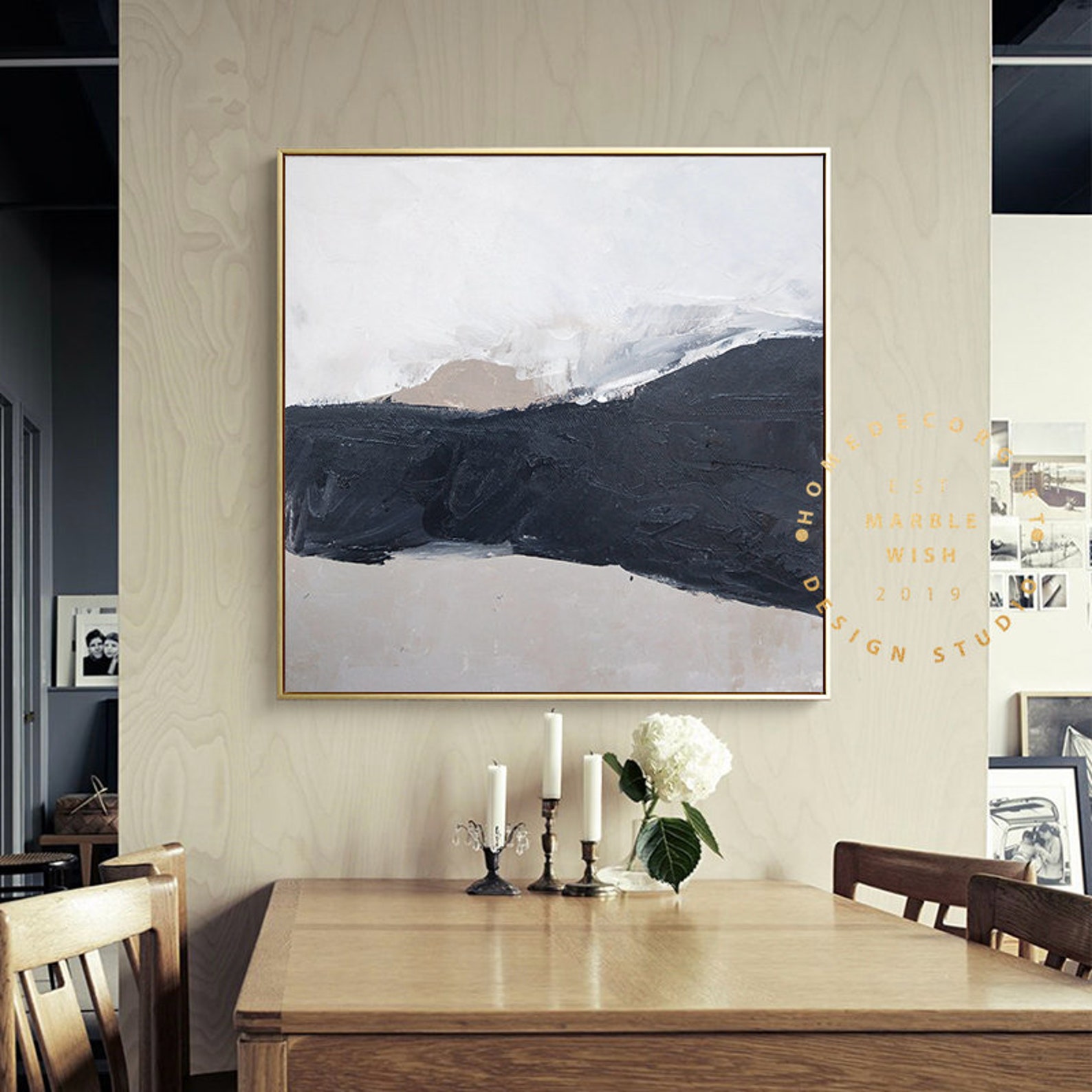 Large Neutral Abstract Painting Mountain Abstract Wall Art Etsy