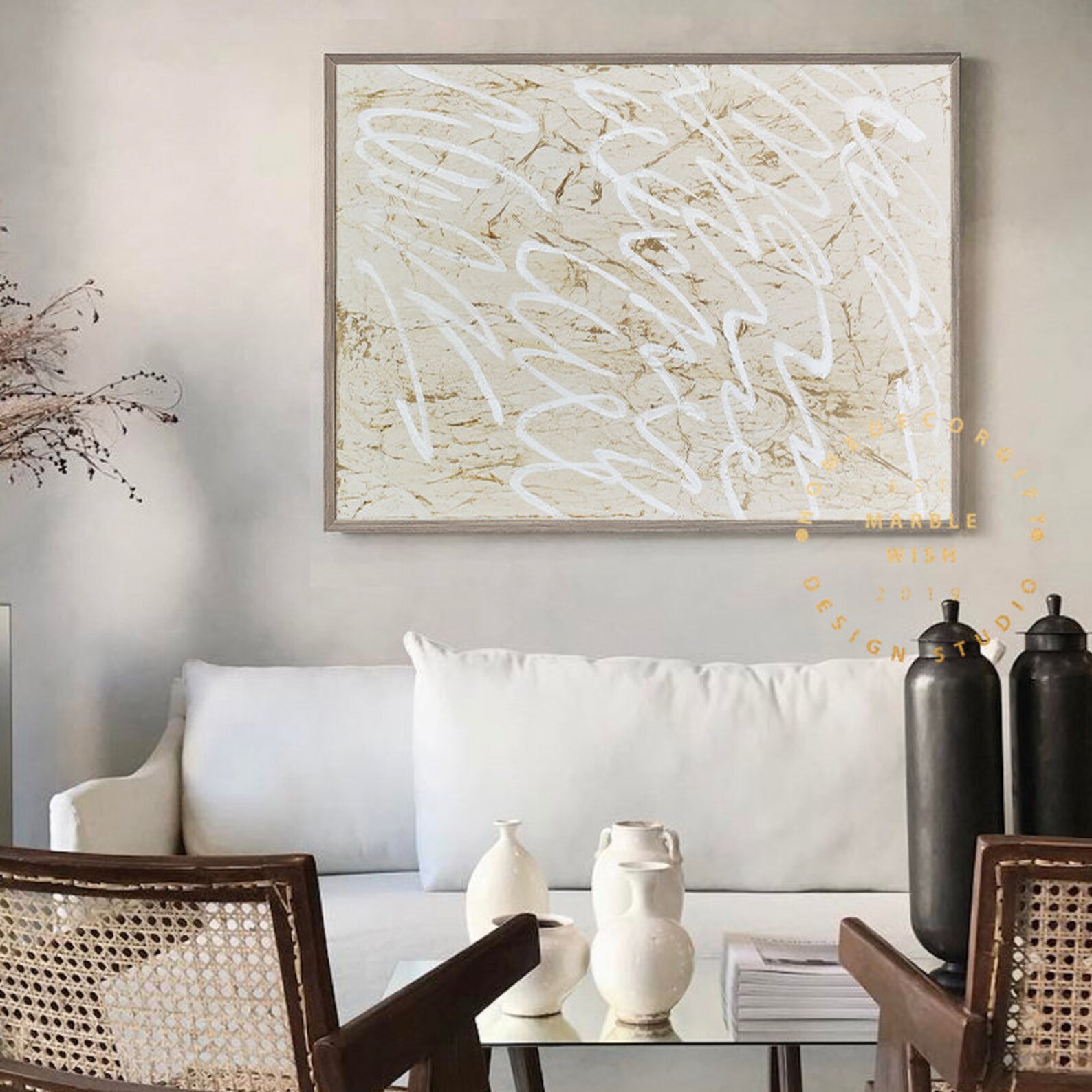 Beige Canvas Abstract Art Beige and Brown Abstract Painting Etsy