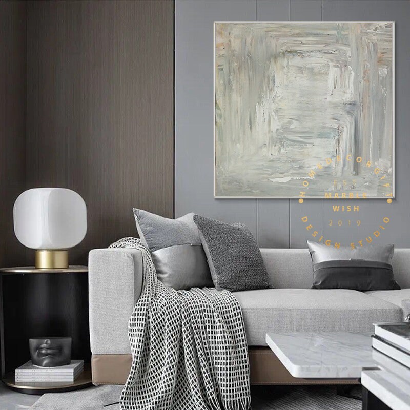 Gray Abstract Wall Art Gray Abstract Canvas Art Large Etsy