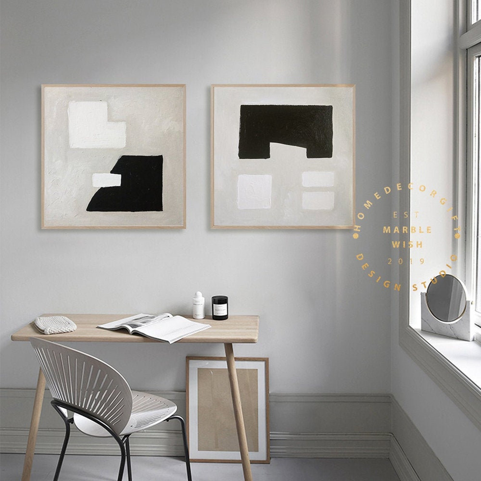 2 Piece Wall Art Canvas Large Set of 2 Painting Beige - Etsy