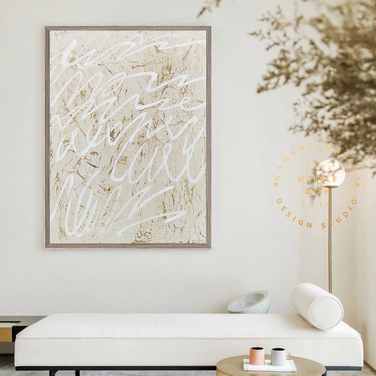 Beige Canvas Abstract Art Beige and Brown Abstract Painting Etsy