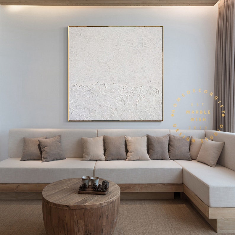 White 3D Textured Painting, Large Abstract White Painting, White Acrylic Paintings, Modern abstract paintings for Living Room Minimal Art image 4