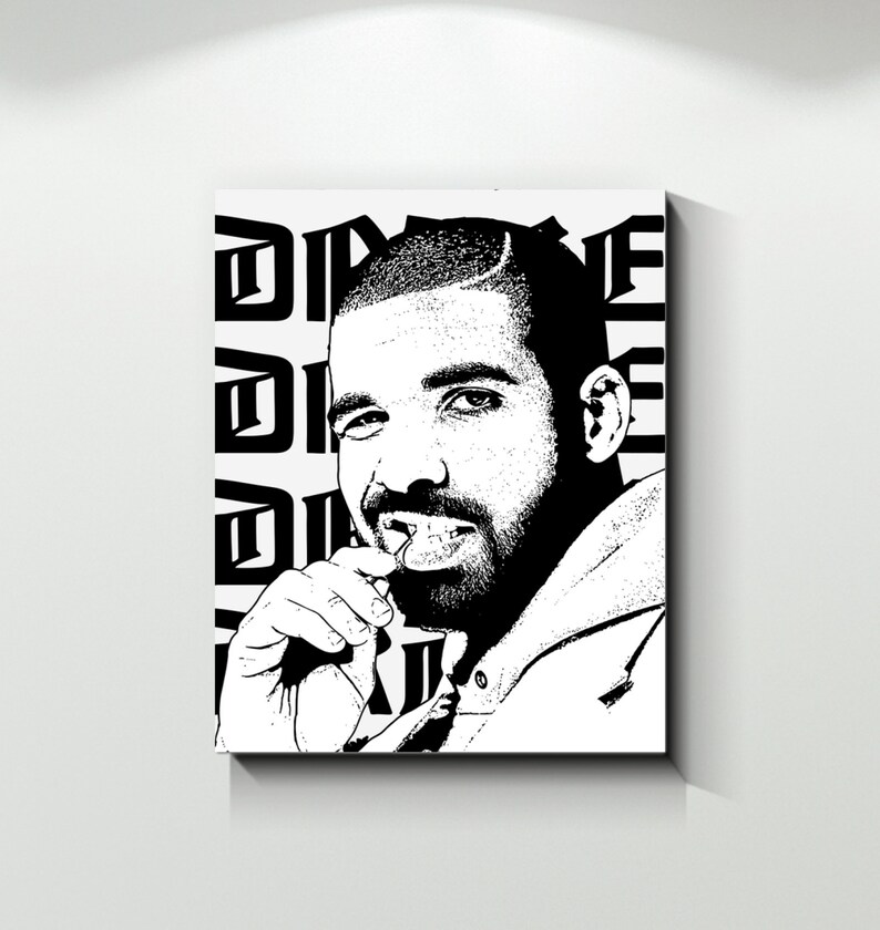 Drake Canvas Wall Art / Rap Art / Rapper Decoration / Pop Art Etsy
