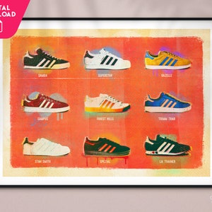 Adidas Trainers Hand Illustrated Poster 