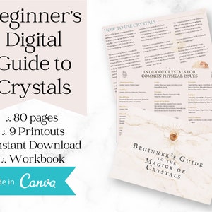 Crystals Guide + Workbook on Crystals for Beginners | Printable PDF Digital Download 80-page Guide How to Use Crystals for Healing
