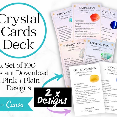 Crystal Cards Set 100 Printable Cards Deck 2 Designs Digital Etsy