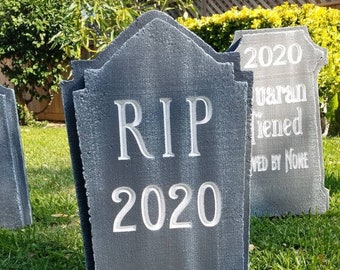 Halloween handmade RIP 2020 custom gravestone tombstone. Great for Halloween Displays & Parties.