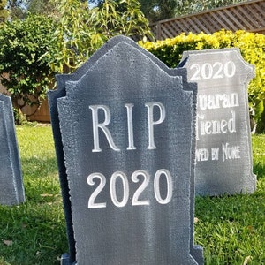 Halloween handmade RIP 2020 custom gravestone tombstone. Great for Halloween Displays & Parties.