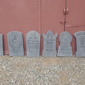 Halloween Haunted Mansion themed custom gravestone tombstone.  Set of 6! Great for Halloween