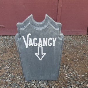 Halloween fun custom tombstone / gravestone Vacancy. LED illuminated w/20 color options. Great for Halloween & parties.