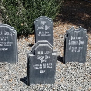 Set of 4 Haunted Mansion inspired custom gravestones tombstones. NON-Illuminated. Great for Halloween
