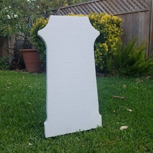 Raw foam tombstone, headstone. Make your own DIY graveyard.  Carve your favorite sayings and paint how you want it. Great for Halloween.