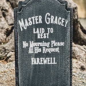 Master Gracey Halloween gravestone tombstone. LED Illuminated.  20 different colors. Remote included. Great for Halloween Decorations.