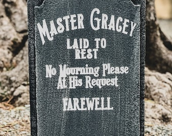 Master Gracey Halloween gravestone tombstone. LED Illuminated.  20 different colors. Remote included. Great for Halloween Decorations.