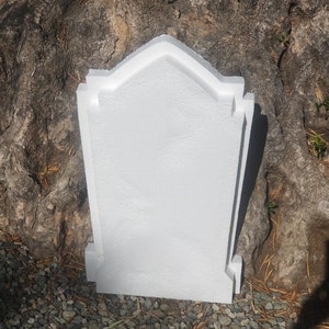 DIY Blank Foam Customizable gravestone tombstone. Carve, paint or write your own saying. Great for Halloween. Shape D