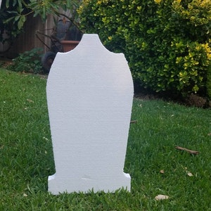 Raw foam tombstone, headstone. Make your own DIY graveyard.  Carve your favorite sayings and paint how you want it. Great for Halloween.