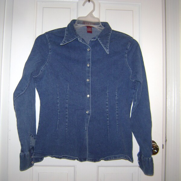 Vintage L.A. LA Blues Large Cotton Dungaree Tailored Button Down Women’s Shirt