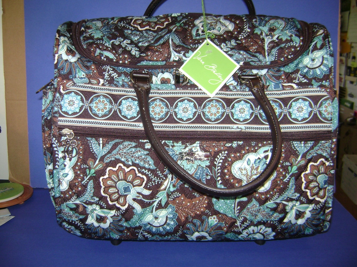 Vera Bradley Retired Java Blue Rolling Travel Duffel Bag Etsy