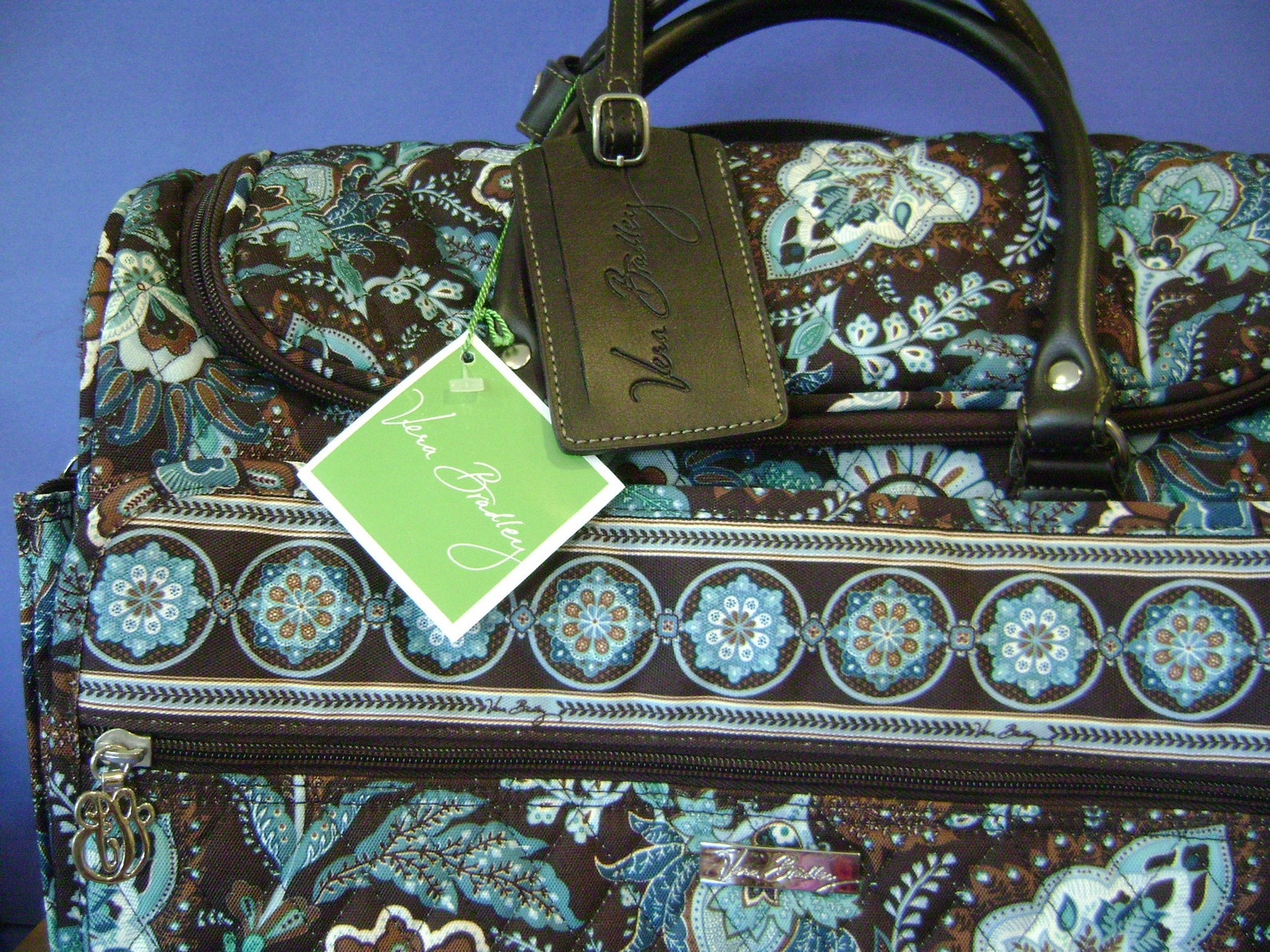 Vera Bradley Retired Java Blue Rolling Travel Duffel Bag Etsy