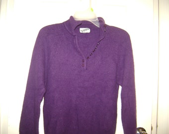 Vintage Womens Clothing Clothes Visions Purple V neck Sweaters Purple Button Down