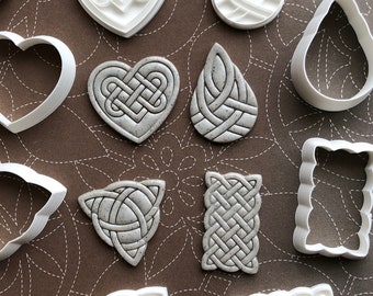 Celtic Stamp Set with Matching Cutters – Polymer Clay Tools – 3D Printed – Six Sizes Available